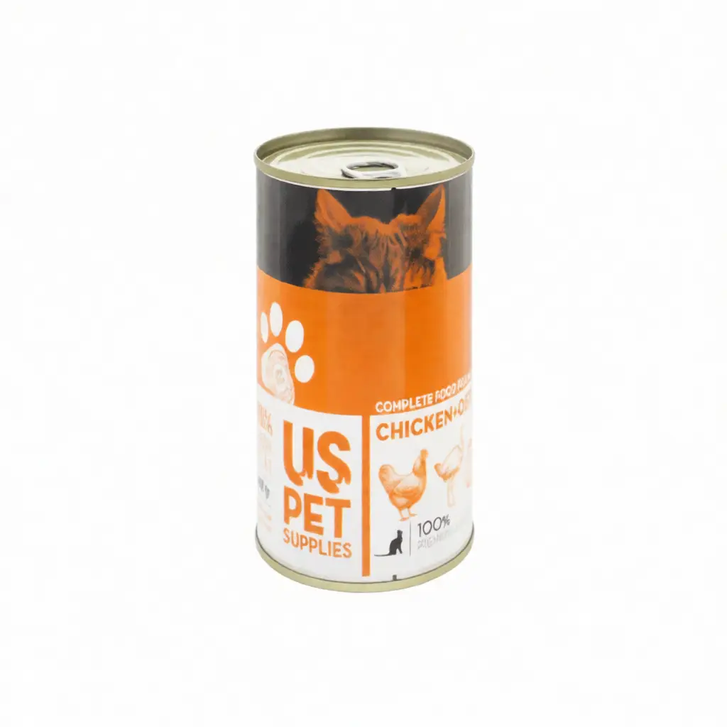 کنسرو پته گربه مرغ، شترمرغ و کدو تنبل وارداتی | یو اس پت (US PET) | 400 گرم